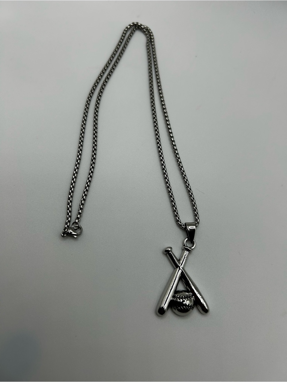 Baseball Bat & Ball Pendant Necklace - Men Accessories
